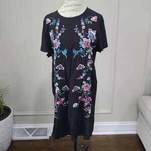 Express Floral Embroidered Black Dress Sz.L